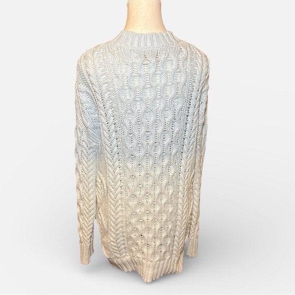 Ellie Mae Ombré Cable Knit Cardigan XS Blue Ivory Button Front Oversized - Picture 4 of 10